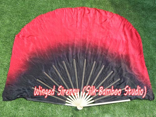 black-red large silk flutter fan - Click Image to Close
